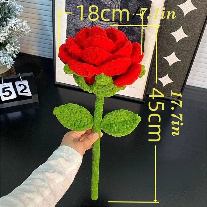 Valentine's Day Knitted Rose Handmade Knitting Flower Artificial Flowers Simulated Roses Holiday Gifts For Couples