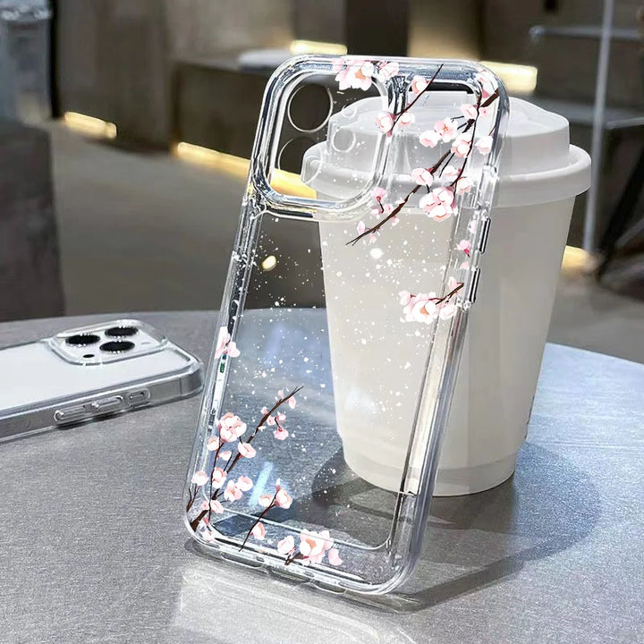 Transparent Flower Phone Case For iPhone 11 Case for iPhone 13 16 15 14 12 17 Pro Max XR XS 7 8 SE Aesthetic Floral Cover Funda
