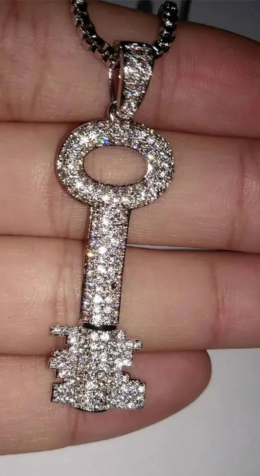 VANAXIN Romantic Key Pendant Necklaces Charms Cute Lock Heart Jewels High Quality Silver Color Chain Valentine Gift