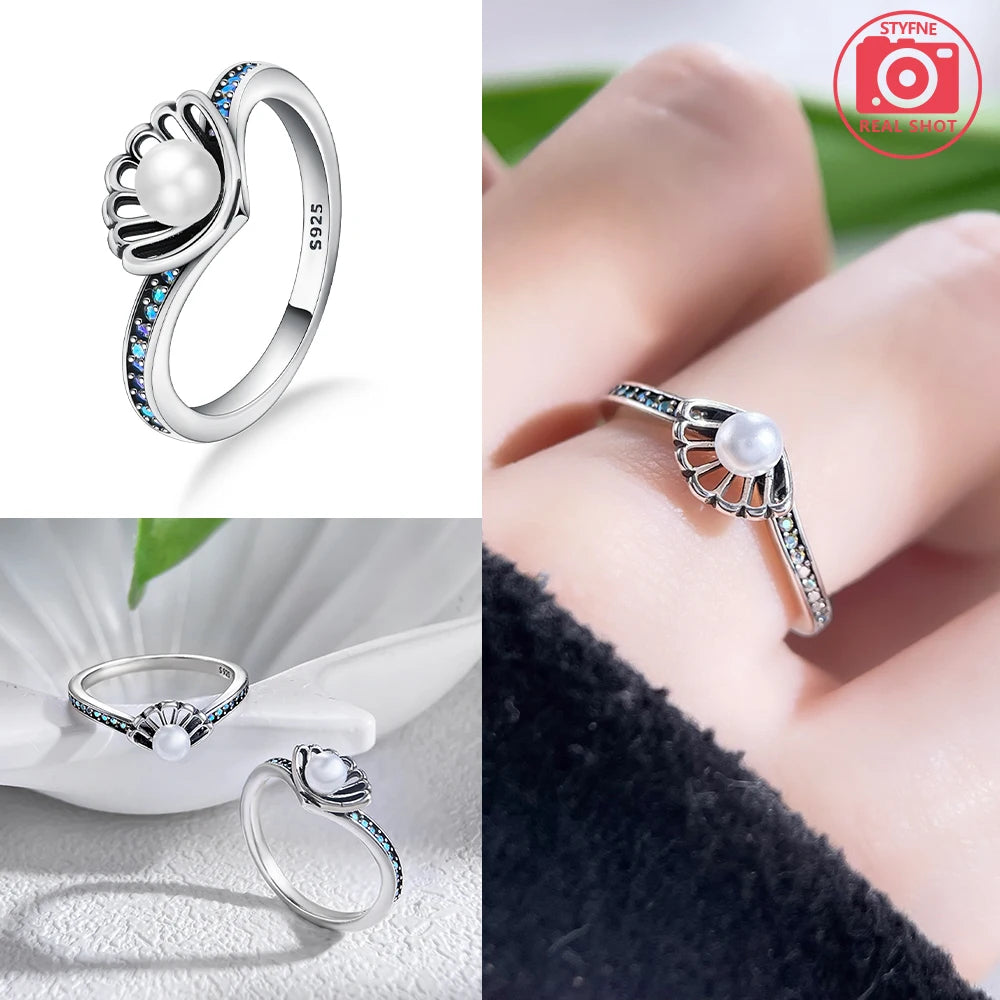 2025 Valentine's Day 925 Silver Black & Pink Heart Shiny Zircon Rings Trendy Ring for Women Love Gift DIY Fine Jewelry