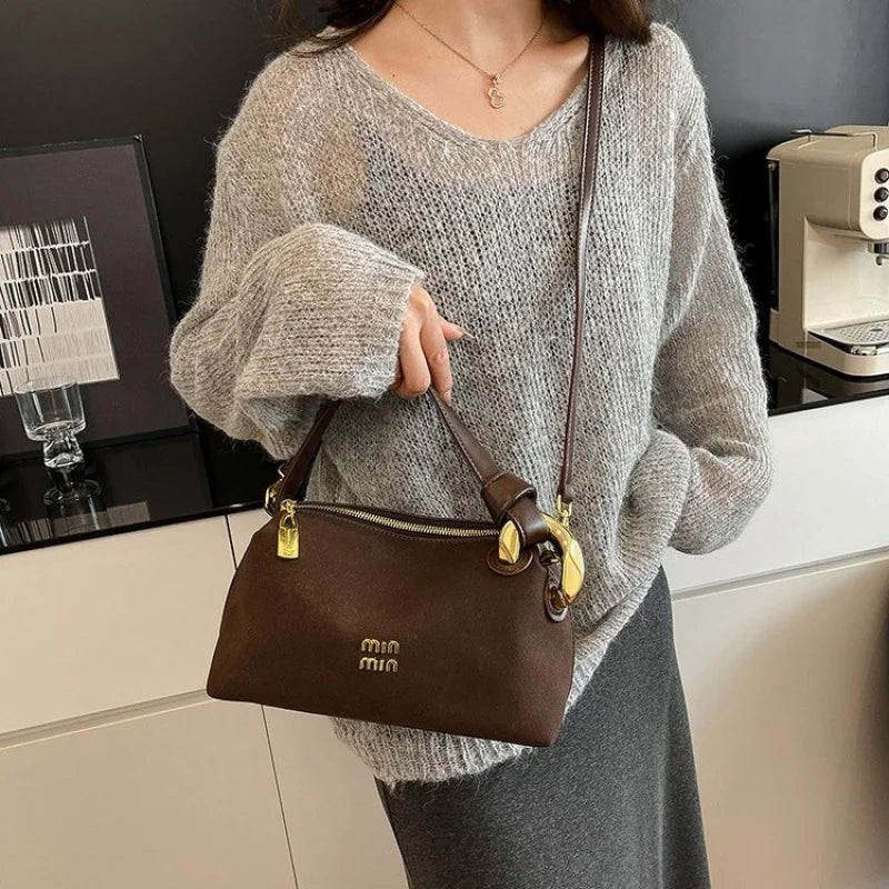 High-End Women's Leather Tote Bag With Classic Paris Style And Casual Simple Vintage Popular Elegant Look