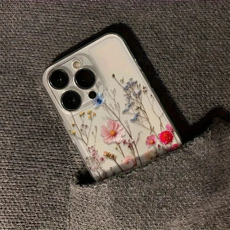 Transparent Flower Floral Phone Case For iPhone 17 Air 16E 16 15 13 14 12 11 Pro Max 7 8 Plus X XS XR Max Mini Clear Soft Cover