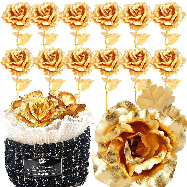 1/3Pcs Golden Foil Roses Valentine Day Gifts Simulation Flowers Artificial Roses Beauty Golden Flowers for Wedding Decoration