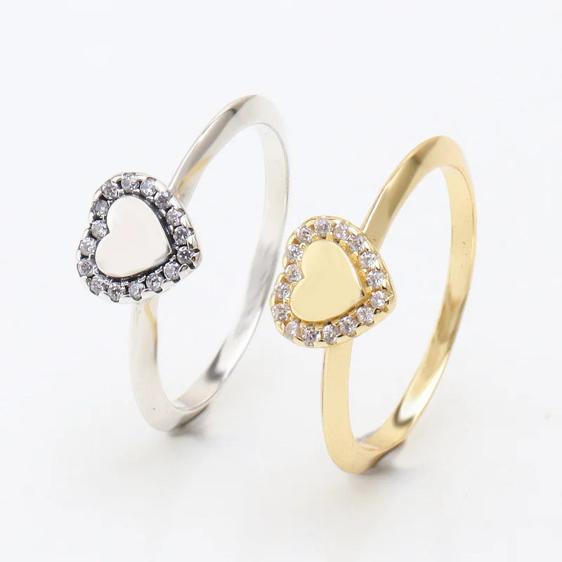2025 New Heart Ring for Romantic Valentine's Day Zircon Ring Versatile for Daily Wear Minimalist Sweet Gift for Her