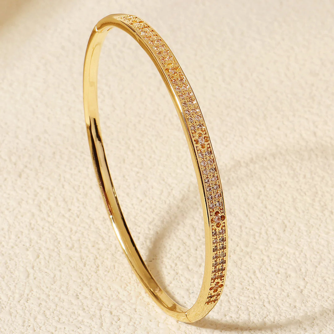 QYY Valentine's Day Simple Fashion Copper with Zirconia Open Bracelet Classic Woman's Jewelry Everyday Bracelets As Gifts