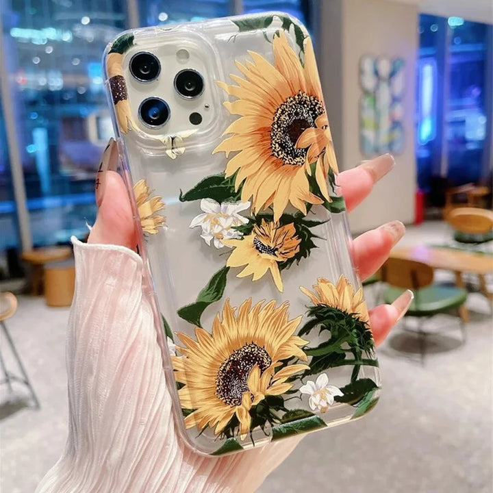 Trendy Flower Pattern Transparent Case For iPhone 17 Air 16 15 Pro Max 16E 14 13 12 11 PRO XS X XR 7 8 Plus SE2 Soft Clear Cover