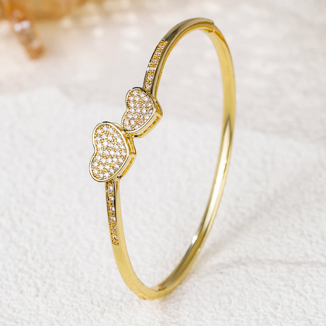 QYY Valentine's Day Simple Fashion Copper with Zirconia Open Bracelet Classic Woman's Jewelry Everyday Bracelets As Gifts