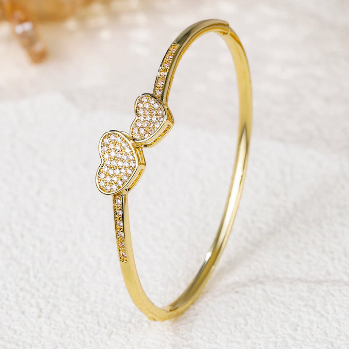 QYY Valentine's Day Simple Fashion Copper with Zirconia Open Bracelet Classic Woman's Jewelry Everyday Bracelets As Gifts