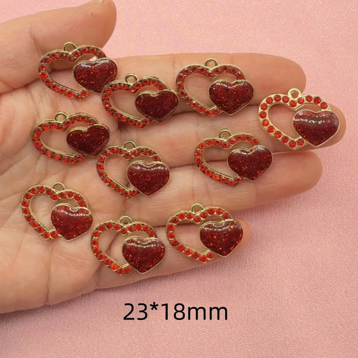 10pcs alloy Valentine's Day love pendant, DIY jewelry making earrings, keychain accessories