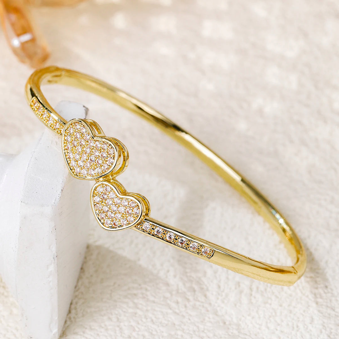 QYY Valentine's Day Simple Fashion Copper with Zirconia Open Bracelet Classic Woman's Jewelry Everyday Bracelets As Gifts