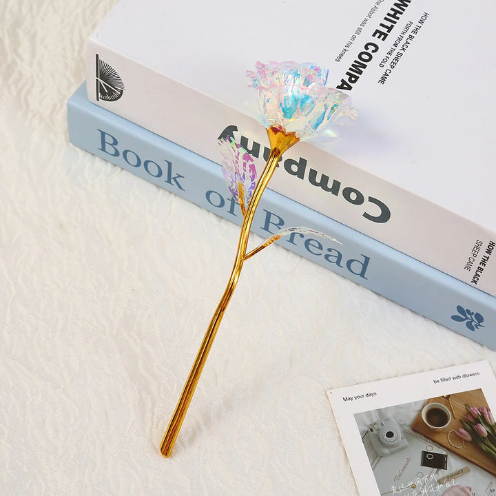 24k Golden Rose Flower Valentine Day Gift Artificial Roses Foil Rose Flowers Party Wedding Decoration Holiday Present For Lover