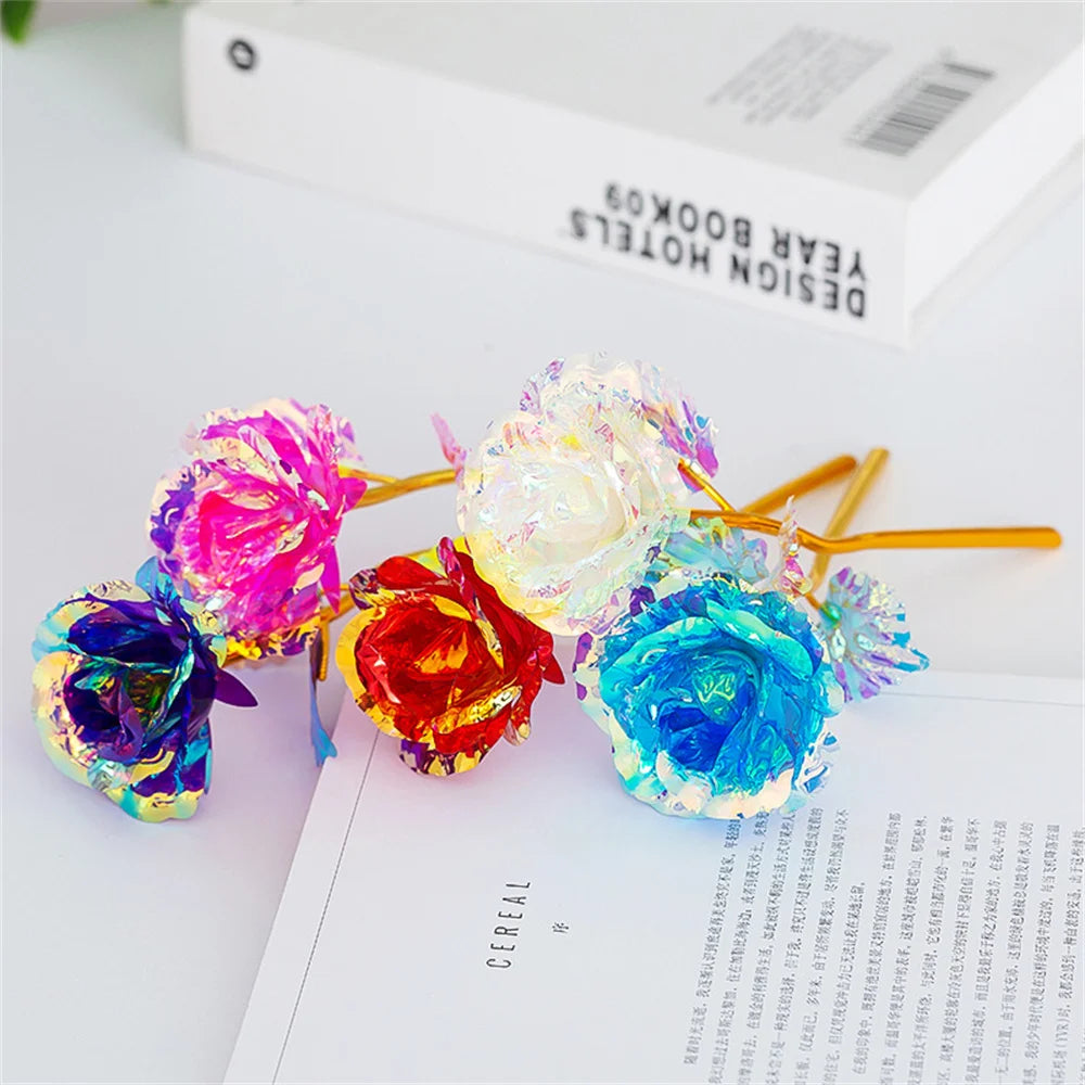 24k Golden Rose Flower Valentine Day Gift Artificial Roses Foil Rose Flowers Party Wedding Decoration Holiday Present For Lover