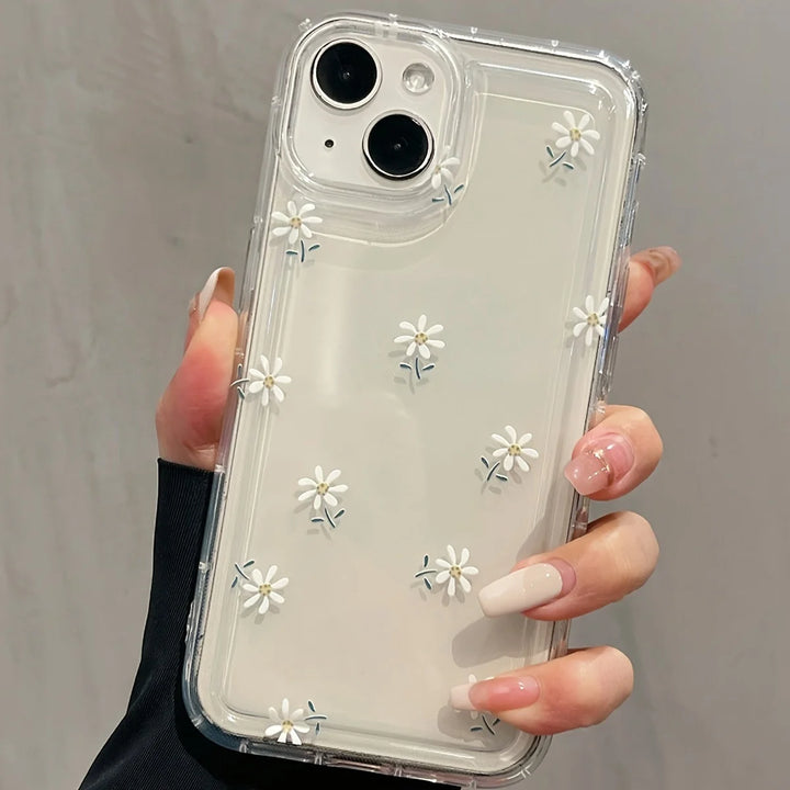 Trendy Flower Pattern Transparent Case For iPhone 17 Air 16 15 Pro Max 16E 14 13 12 11 PRO XS X XR 7 8 Plus SE2 Soft Clear Cover