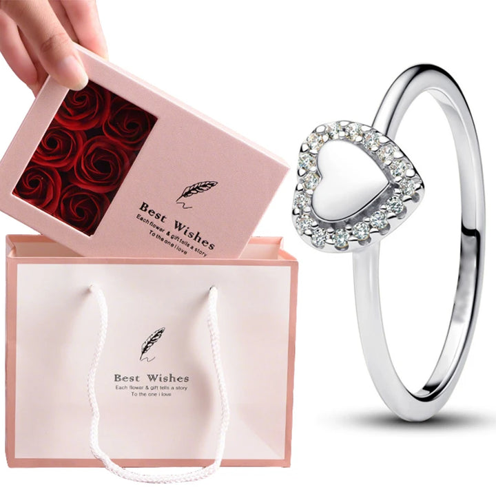 2025 New Heart Ring for Romantic Valentine's Day Zircon Ring Versatile for Daily Wear Minimalist Sweet Gift for Her
