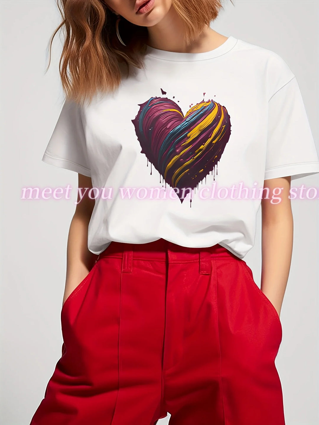 Valentine's Day LOVE  Print T-shirt Women Summer Retro American style Casual Short Sleeve  Girl Tops  Streetwear Couple teeses