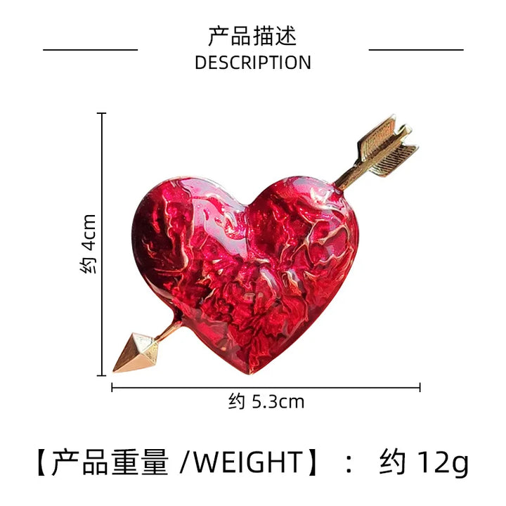 Valentine Day Love Enamel Pin Brooches for Women Romantic Rhinestone Couples Red Heart Weddings Banquet Party Brooch Pins Gifts