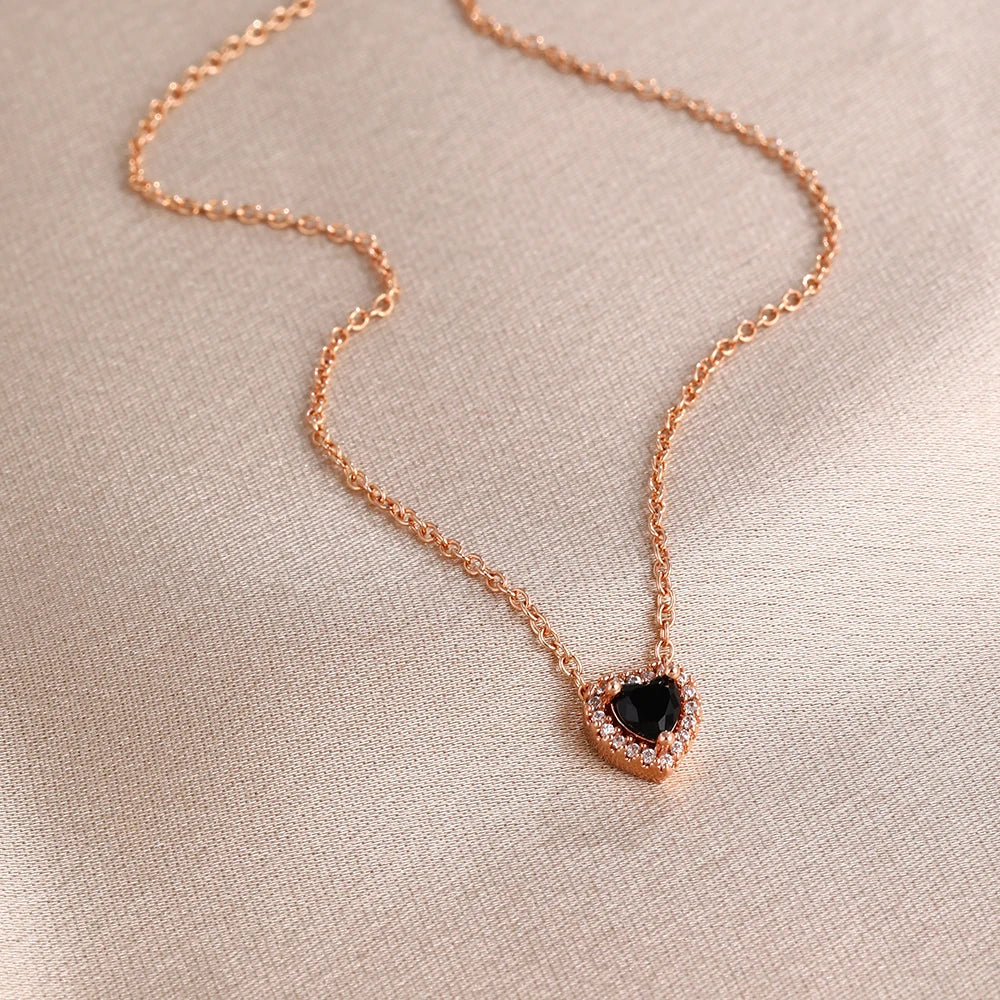 Collier Saint-Valentin Argent 925 Carré Rose Rouge - Bijou Romantique Femme