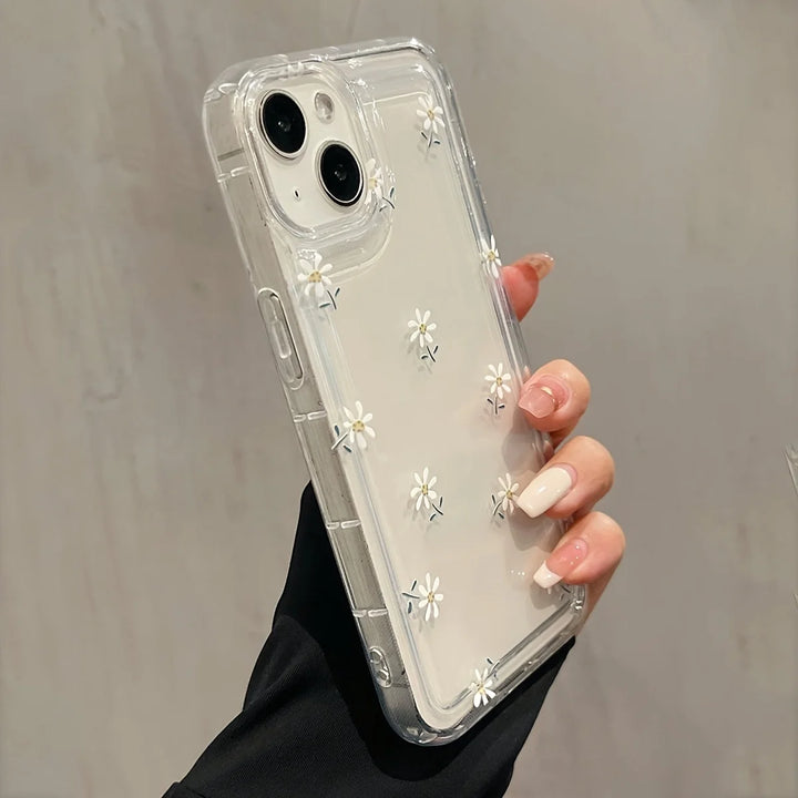 Trendy Flower Pattern Transparent Case For iPhone 17 Air 16 15 Pro Max 16E 14 13 12 11 PRO XS X XR 7 8 Plus SE2 Soft Clear Cover