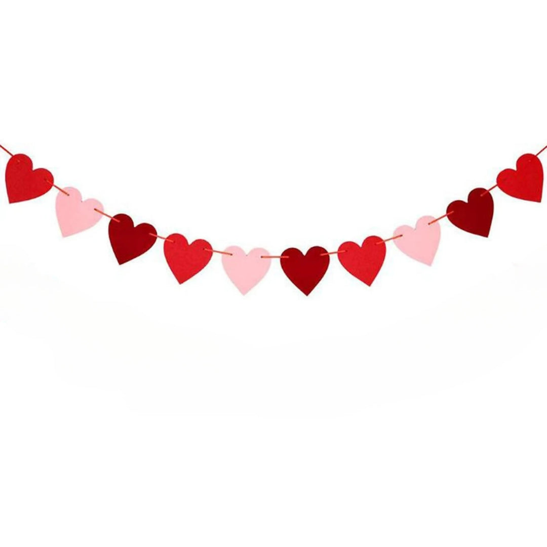 Valentine Hanging Banner Garland Bunting Red Love Heart Paper Banner Door Hanging Ornament Wedding Birthday Party Decoration