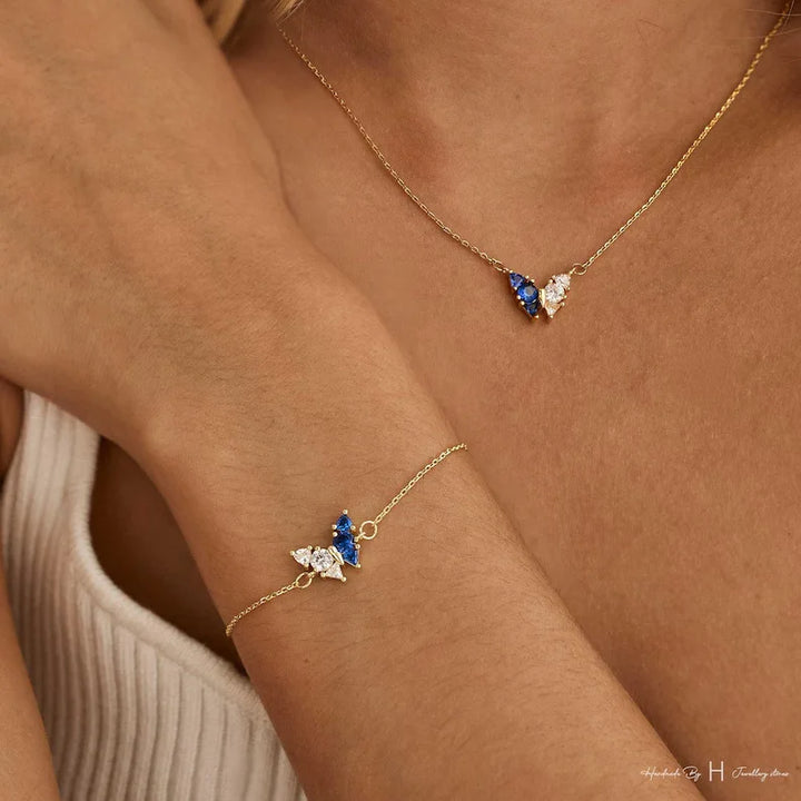 2025 Valentine's Day Gift For Girlfriend Jewelry Gold Color Mini Cute Lovely Butterfly Bling Clear CZ Thin Hand Chain Bracelet