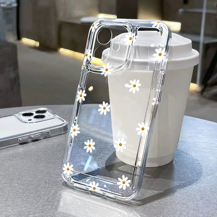 Transparent Flower Phone Case For iPhone 11 Case for iPhone 13 16 15 14 12 17 Pro Max XR XS 7 8 SE Aesthetic Floral Cover Funda