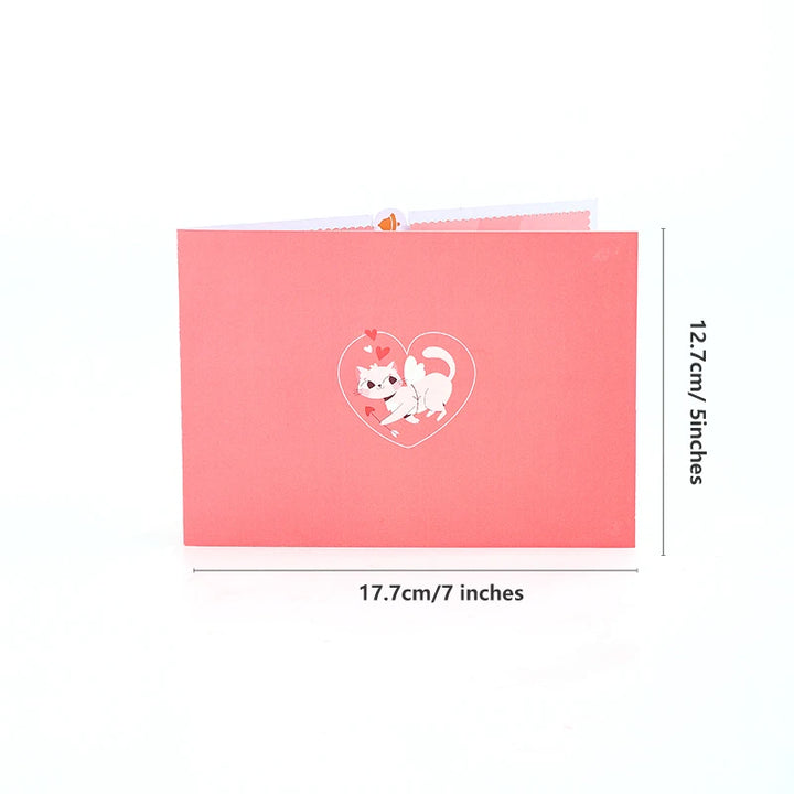 Valentines Day Greeting Card Romantic Cat Balloon Pop Up 3D Greetings Card Postcard Love Gifts For Couples Wife Husband Lovers
