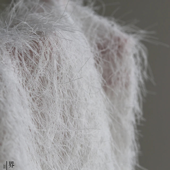 Chiffon Feather Tassel Fabric for Dress Clothing Background Cloth Designer Handmade Diy Sewing Material Cloth Wholesale