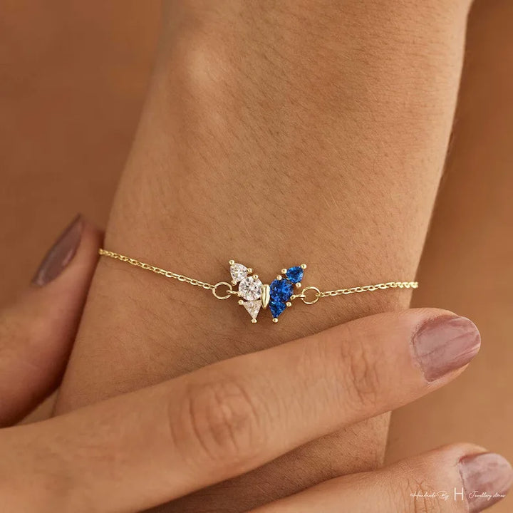 2025 Valentine's Day Gift For Girlfriend Jewelry Gold Color Mini Cute Lovely Butterfly Bling Clear CZ Thin Hand Chain Bracelet