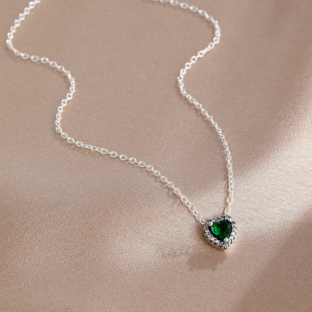 Collier Saint-Valentin Argent 925 Carré Rose Rouge - Bijou Romantique Femme