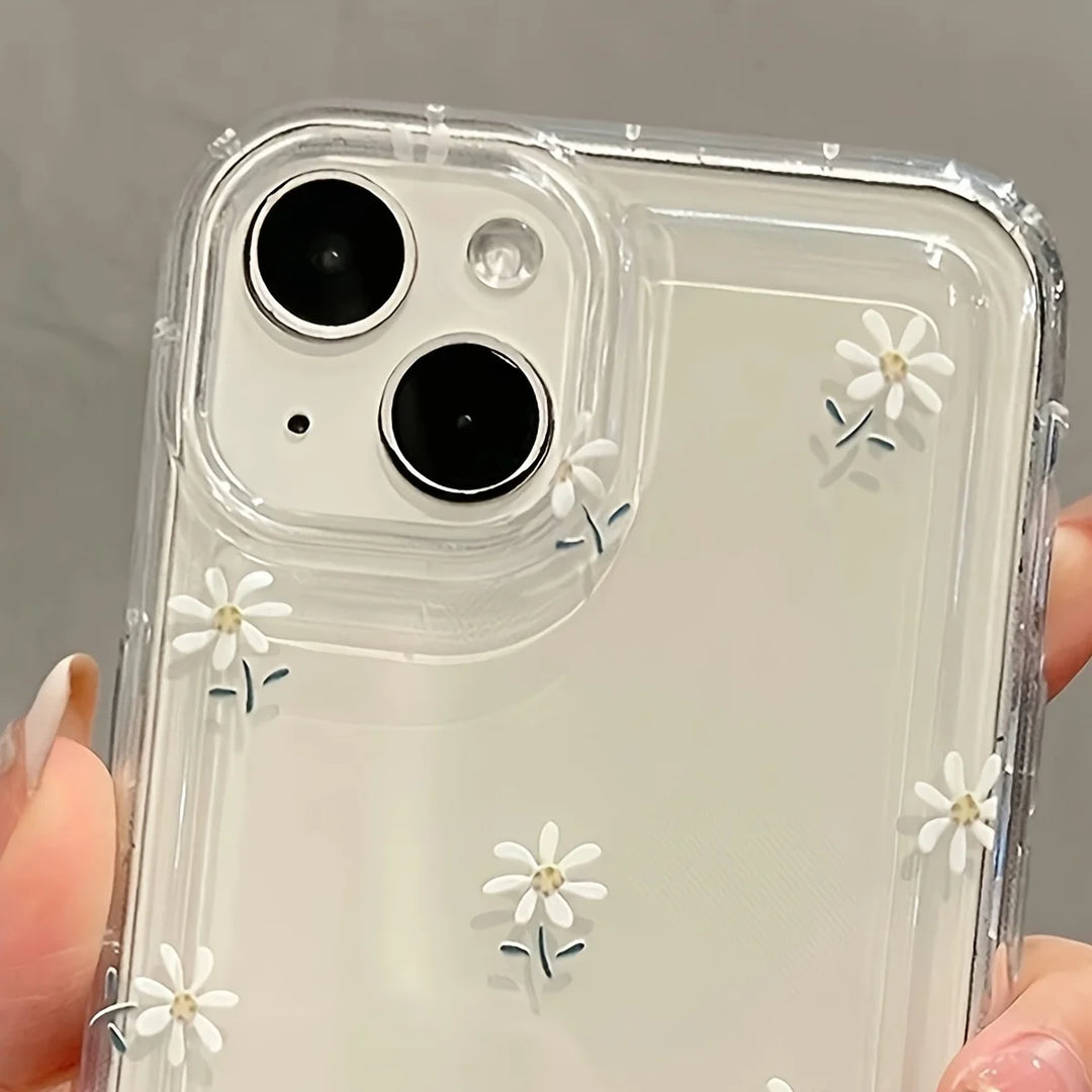 Trendy Flower Pattern Transparent Case For iPhone 17 Air 16 15 Pro Max 16E 14 13 12 11 PRO XS X XR 7 8 Plus SE2 Soft Clear Cover