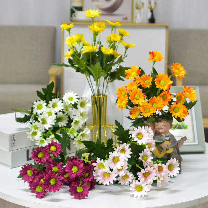 Artificial Flowers Beautiful Silk Daisy Bouquet Valentine Vase Home Room Table Wedding Decora Household Product Diy Gifts Prop